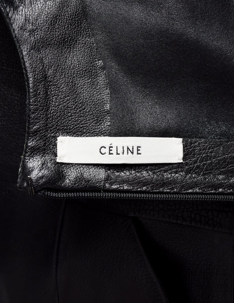Celine by Phoebe Philo Pre-Fall 2011 Black Buffalo Leather Shift Dress