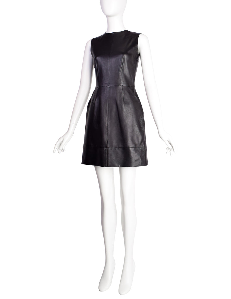 Celine by Phoebe Philo Pre-Fall 2011 Black Buffalo Leather Shift Dress Amarcord Vintage Fashion Celine by Phoebe Philo Pre-Fall 2011 Black Buffalo Leather Shift Dress Amarcord Vintage Fashion