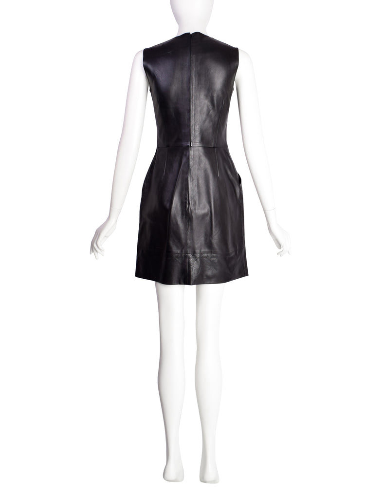 Celine by Phoebe Philo Pre-Fall 2011 Black Buffalo Leather Shift Dress Amarcord Vintage Fashion Celine by Phoebe Philo Pre-Fall 2011 Black Buffalo Leather Shift Dress Amarcord Vintage Fashion