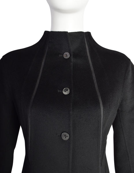 Chado Ralph Rucci Vintage Paneled Black Cashmere Mesh Inset Jacket