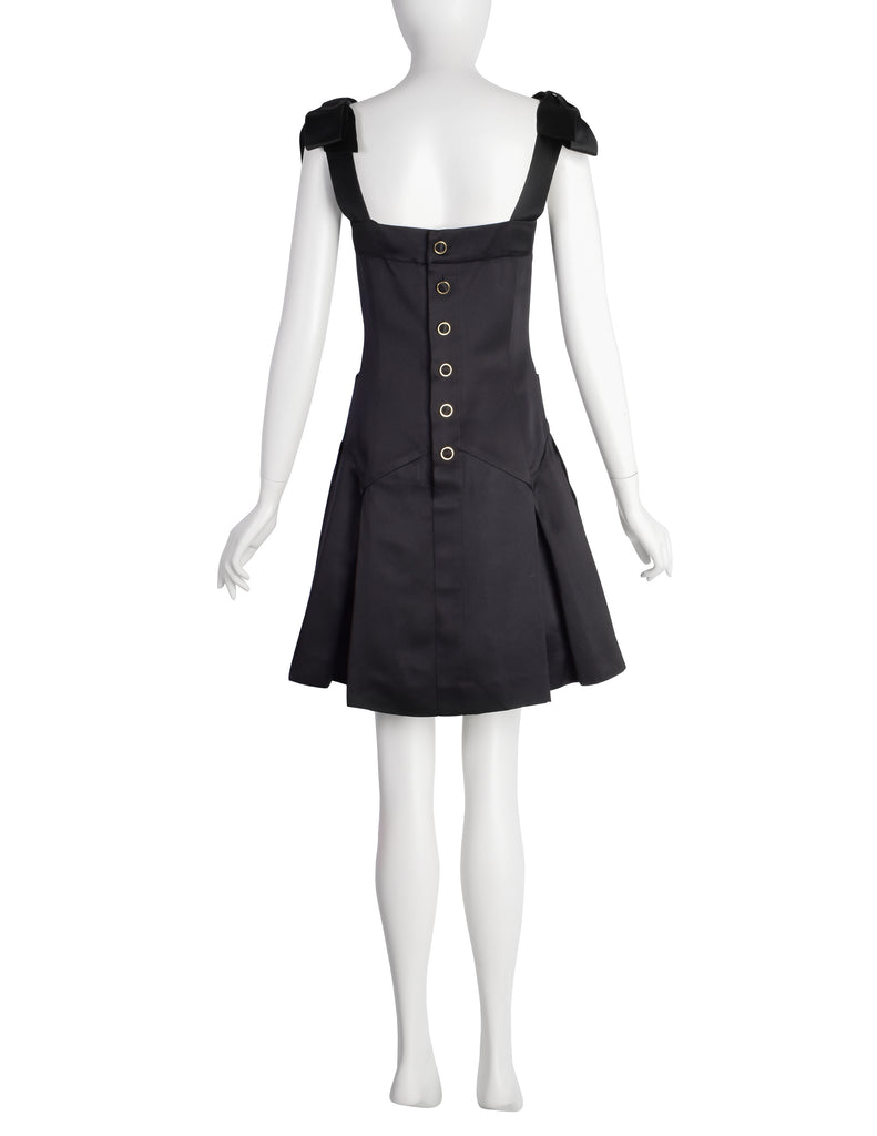Chanel Vintage 1990s Black Silk Satin Bow Pleated Mini Dress Amarcord Vintage Fashion Chanel Vintage 1990s Black Silk Satin Bow Pleated Mini Dress Amarcord Vintage Fashion