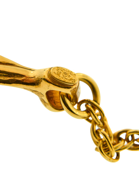 Chanel Vintage SS 1999 Gold Plated Camellia Pendant Necklace