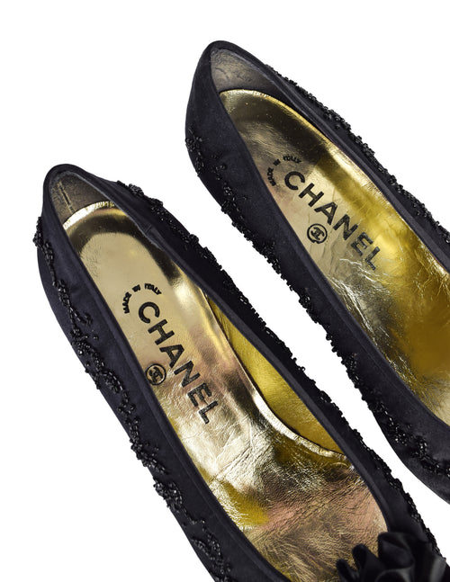 gold chanel ballet flats