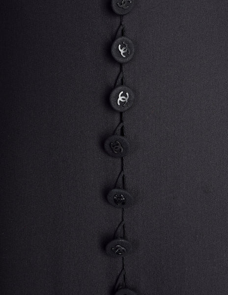Chanel Vintage AW 1997 Sheer Black Silk Georgette Minimalist Column Dress