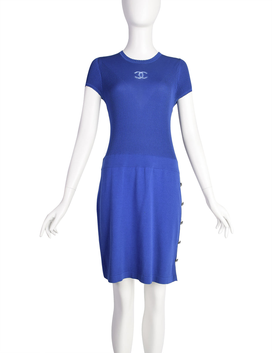 Chanel Vintage Navy Blue Silk Chiffon Dress – Amarcord Vintage Fashion