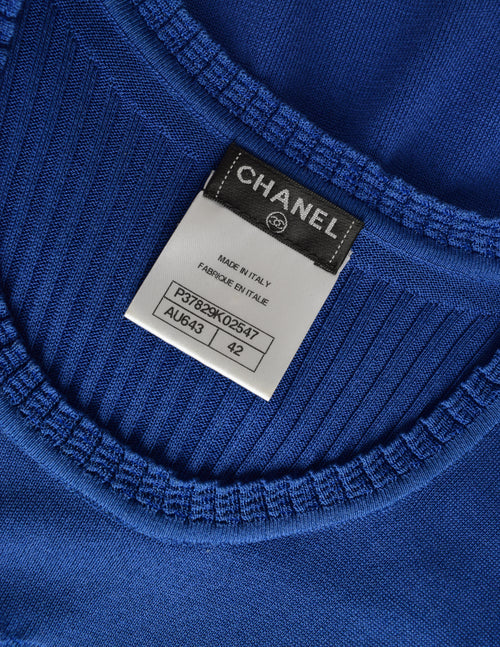 Chanel Black Knit Logo Pocket Detail Long Sleeve Dress L Chanel