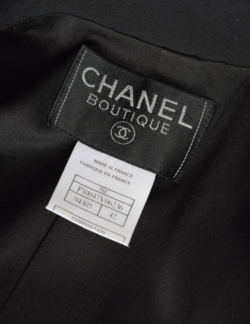 Chanel Vintage Cruise 1998 Black Jacket and Sheer Silk Chanel Vintage Cruise 1998 Black Jacket and Sheer Silk