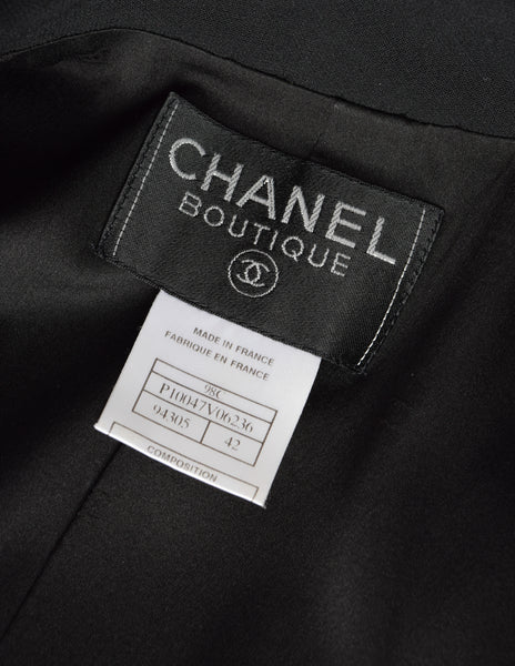 Chanel Vintage Cruise 1998 Black Jacket and Sheer Silk Chiffon Pants Suit