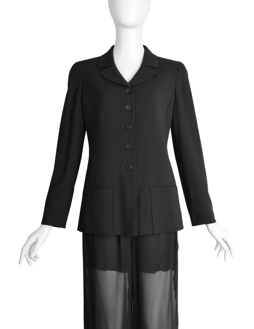 Chanel Vintage Cruise 1998 Black Jacket and Sheer Silk Chiffon