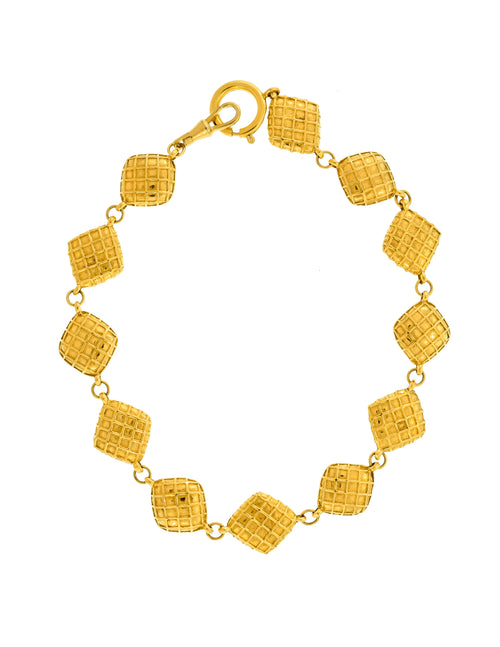 Chanel Vintage 1980s Golden Diamond Shaped Quilted Effect Crystal
