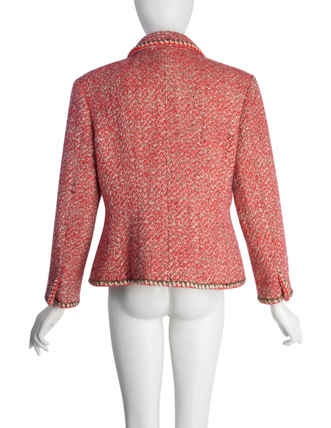 Chanel Vintage AW 2001 Mixed Red Wool Tweed Boucle Jacket
