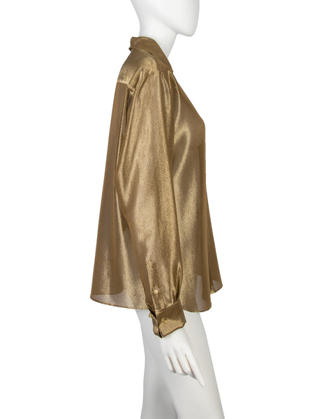 Chanel Vintage AW 1999 Shimmery Golden Button Up Shirt
