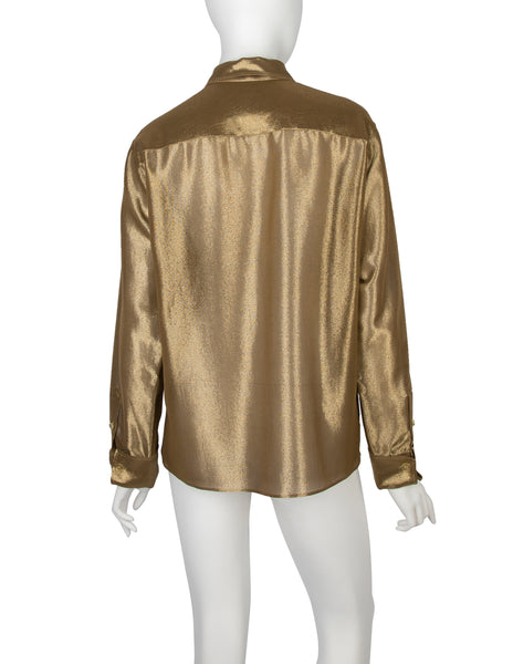 Chanel Vintage AW 1999 Shimmery Golden Button Up Shirt