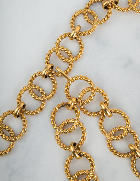 Chanel Vintage Gold Plated Massive Circular Chain Coin Pendant Belt