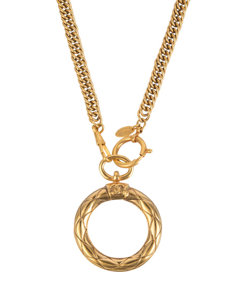 Chanel Vintage 1980s Quilted Magnifier Loupe Necklace