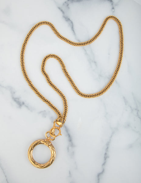 Chanel Vintage 1980s Quilted Magnifier Loupe Necklace