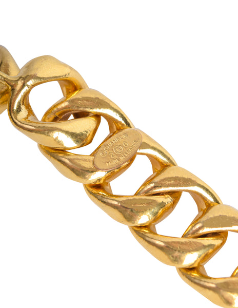 Chanel Vintage Gold Hammered CC Logo Flower Shamrock Cambon Large Multi Medallion Chain Necklace