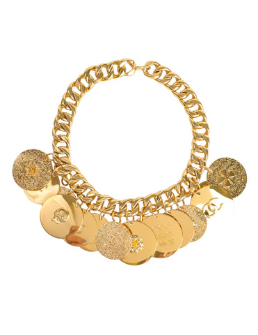 CHANEL Necklace Chain AUTH Coco Vintage Rare CC Small Mark Gold Pendant F/S  C10
