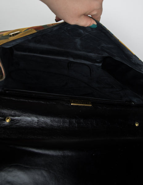 Charles Jourdan Vintage 1980s Tropical Painterly Print Convertible Clutch Bag