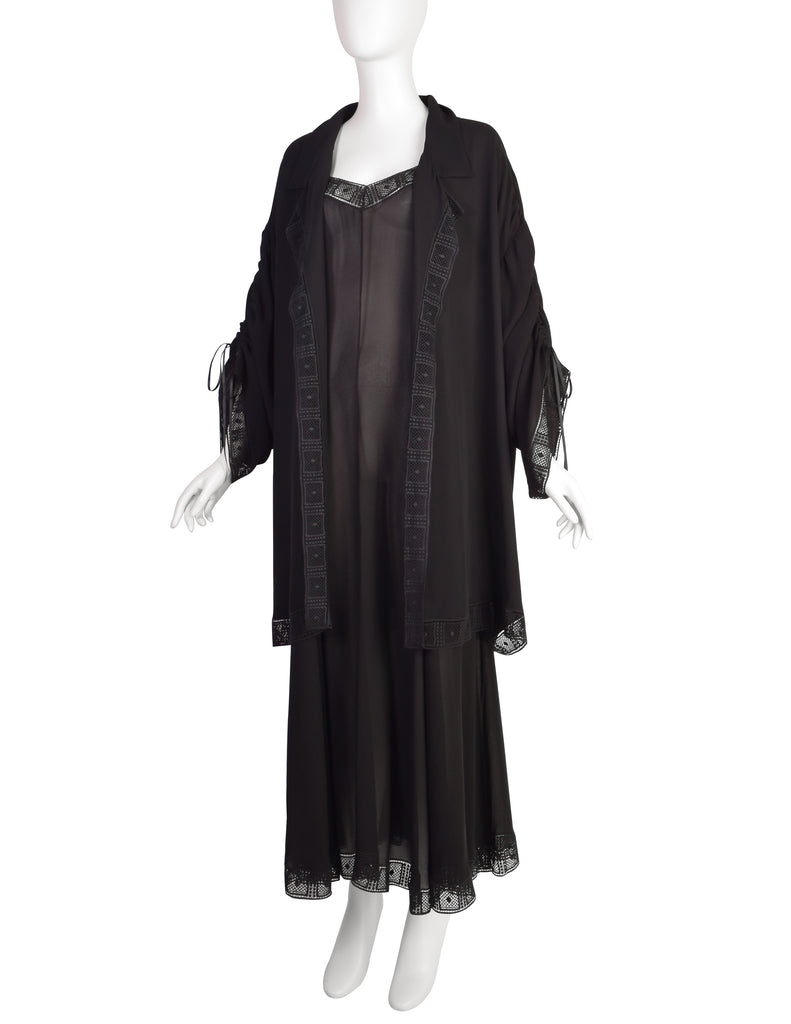Chloe Vintage SS 1993 by Karl Lagerfeld Black Sheer Lace Trim Dress an Amarcord Vintage Fashion Chloe Vintage SS 1993 by Karl Lagerfeld Black Sheer Lace Trim Dress an Amarcord Vintage Fashion