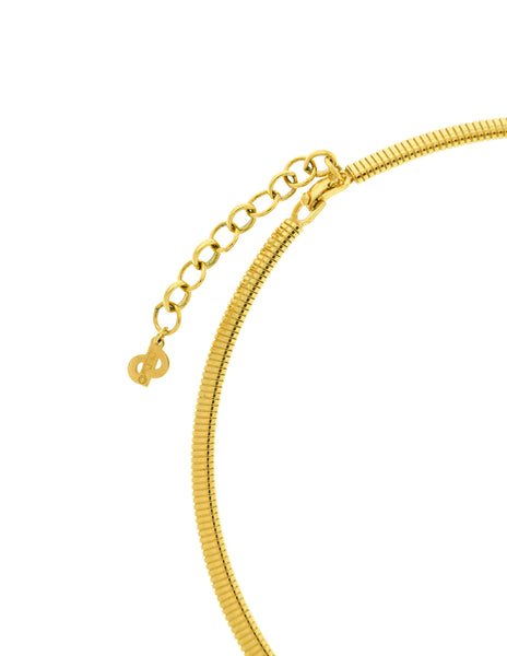 Christian Dior Vintage Gold Omega Black Enamel Rhinestone Choker Necklace
