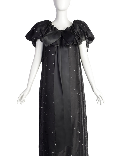 Christian Dior Vintage Black Silk Gazar Rhinestone Embellished Ruffle –  Amarcord Vintage Fashion