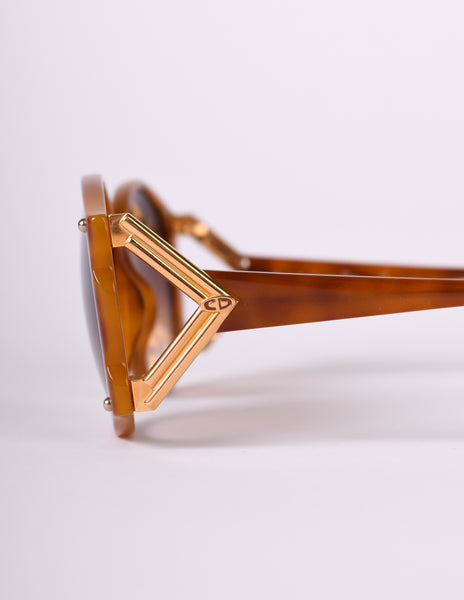 Christian Dior Vintage Caramel Brown and Gold 2575 Sunglasses