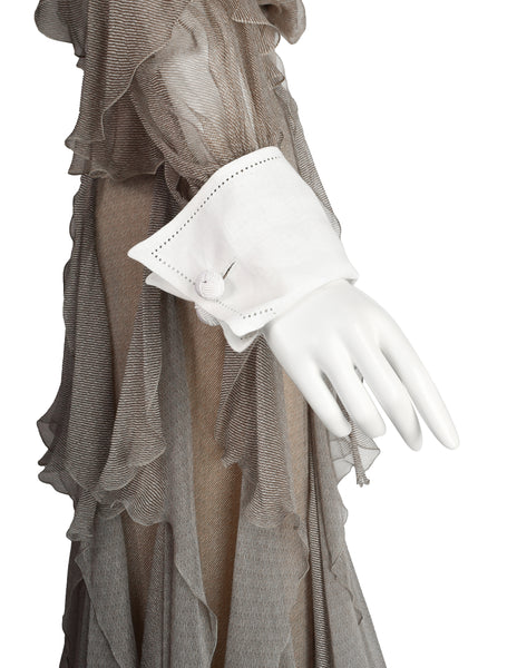 Christian Dior by Gianfranco Ferre Vintage SS 1994 Demi-Couture Taupe Silk Ruffle Ensemble