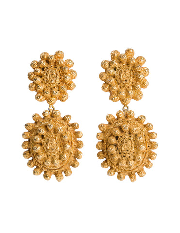 Christian Lacroix Vintage Massive Oversized Golden Etruscan Dangle Statement Earrings