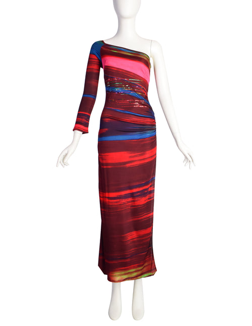 strapless open back dress Christian Lacroix Vintage Multicolor Artsy Striped Pailette One Should –  Amarcord Vintage Fashion