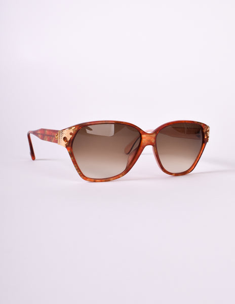 Christian Lacroix Vintage Red Orange Marble Sunglasses