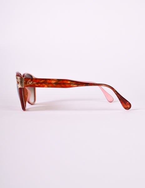 Christian Lacroix Vintage Red Orange Marble Sunglasses