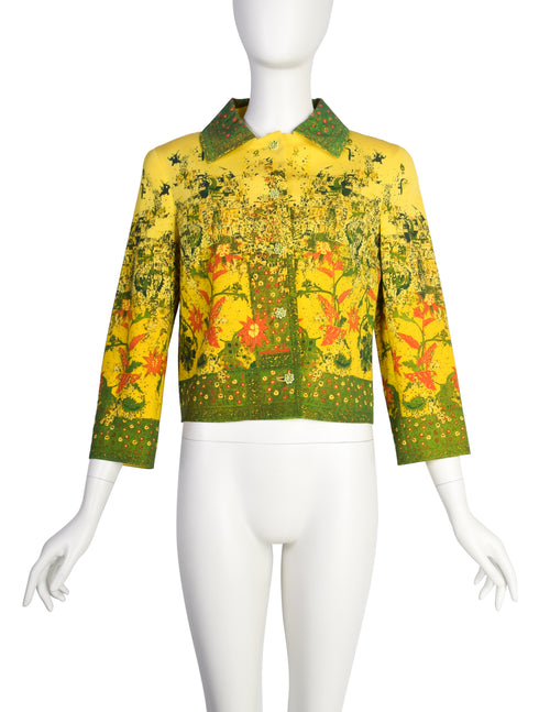 Christian Lacroix Vintage SS 1999 Yellow Folksy Abstract Floral