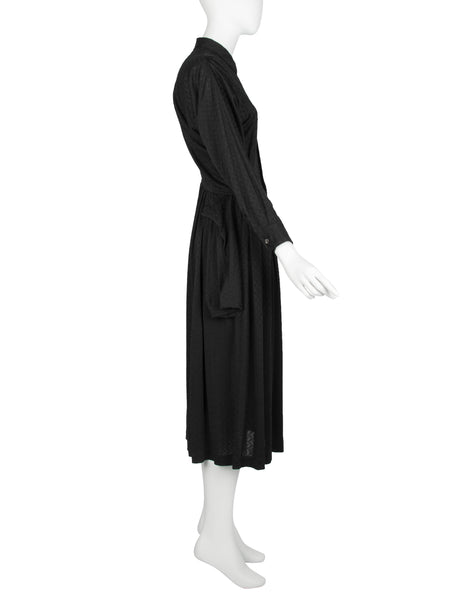Comme des Garcons Vintage SS 1987 Black Textured Draped Skirt Dress