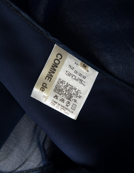 Comme des Garcons Vintage 1997 Navy Blue Organza and Chiffon Layered Sheer Trained Maxi Skirt