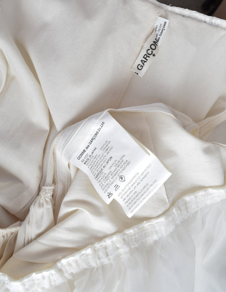 Comme des Garcons Vintage SS 2002 Off-White Full Skirt Runway Dress with Huge Layered Embroidered Lace Collar