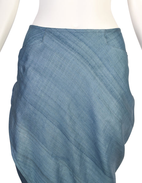 Costume National Vintage SS 1987 Cornflower Blue Silk Tulip Skirt