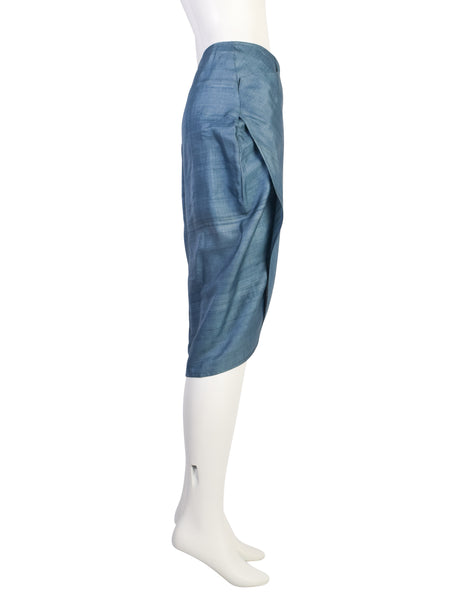 Costume National Vintage SS 1987 Cornflower Blue Silk Tulip Skirt
