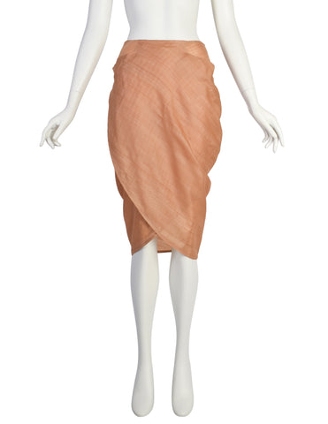 Costume National Vintage SS 1987 Peach Sorbet Silk Tulip Skirt