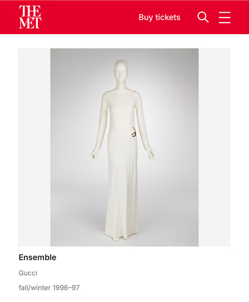 Gucci by Tom Ford Vintage AW 1996 Legendary White Jersey & Mariner Link Cutout Gown