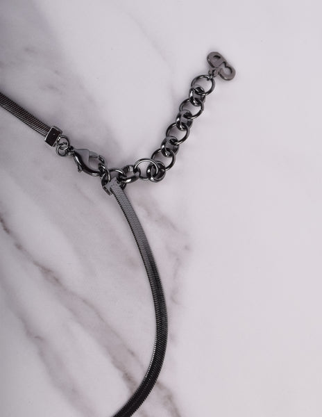 Christian Dior by John Galliano Vintage Blackened CD Charm Bow Necklace