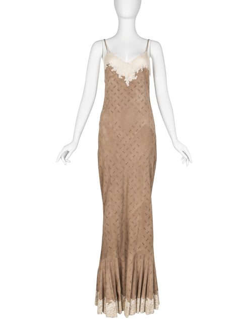 Christian Dior by John Galliano Vintage AW 1999 Beige Suede and Lace G Amarcord Vintage Fashion Christian Dior by John Galliano Vintage AW 1999 Beige Suede and Lace G Amarcord Vintage Fashion