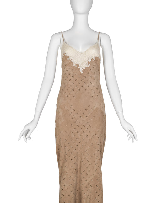 Christian Dior by John Galliano Vintage AW 1999 Beige Suede and Lace G –  Amarcord Vintage Fashion