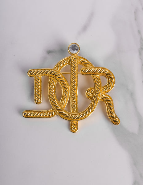 Christian Dior Vintage Golden Dior Namesake Statement Brooch