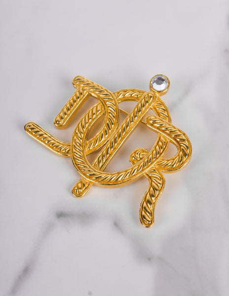 Christian Dior Vintage Golden Dior Namesake Statement Brooch
