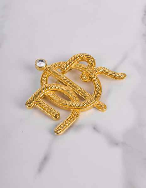 Christian Dior Vintage Golden Dior Namesake Statement Brooch
