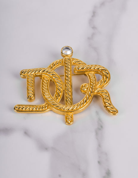 Christian Dior Vintage Golden Dior Namesake Statement Brooch