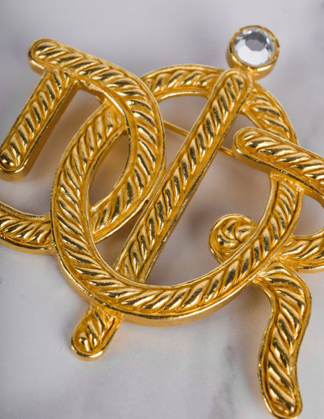 Christian Dior Vintage Golden Dior Namesake Statement Brooch