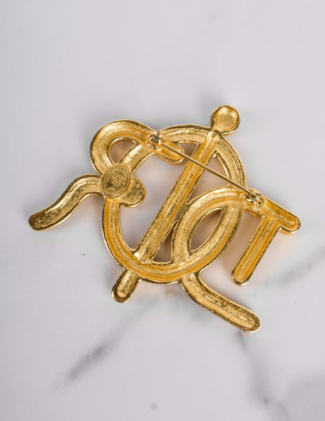 Christian Dior Vintage Golden Dior Namesake Statement Brooch