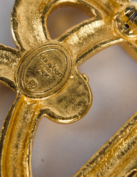 Christian Dior Vintage Golden Dior Namesake Statement Brooch